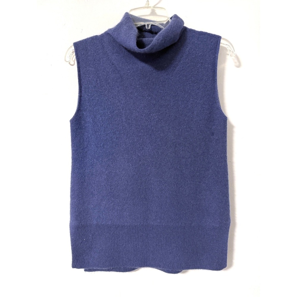 Vince Blue 100% Cashmere Sleeveless Turtleneck Sweater V417677450 XS
